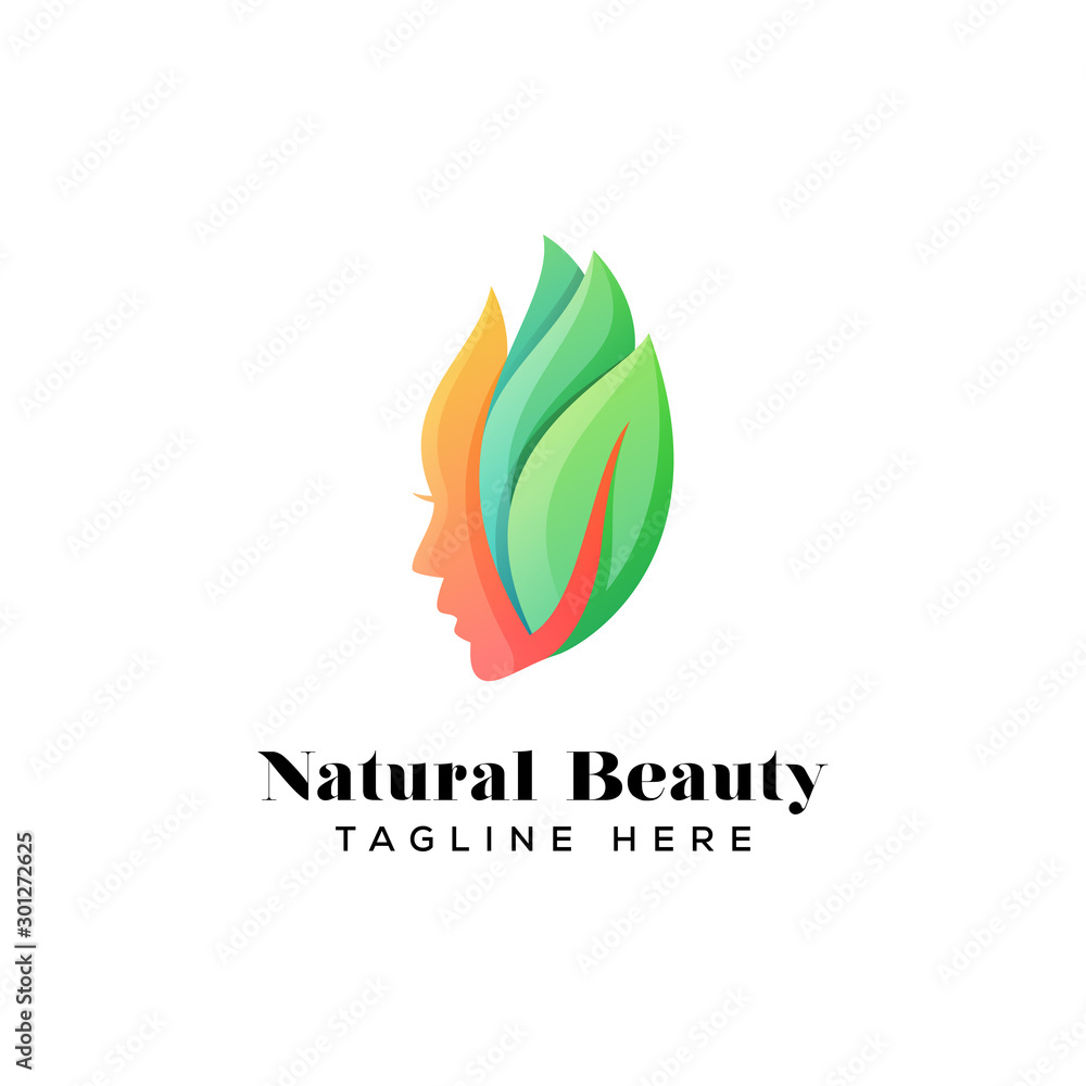 natural beauty girl logo template natural beauty girl logo template