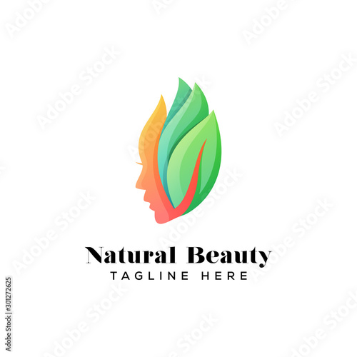 natural beauty girl logo template