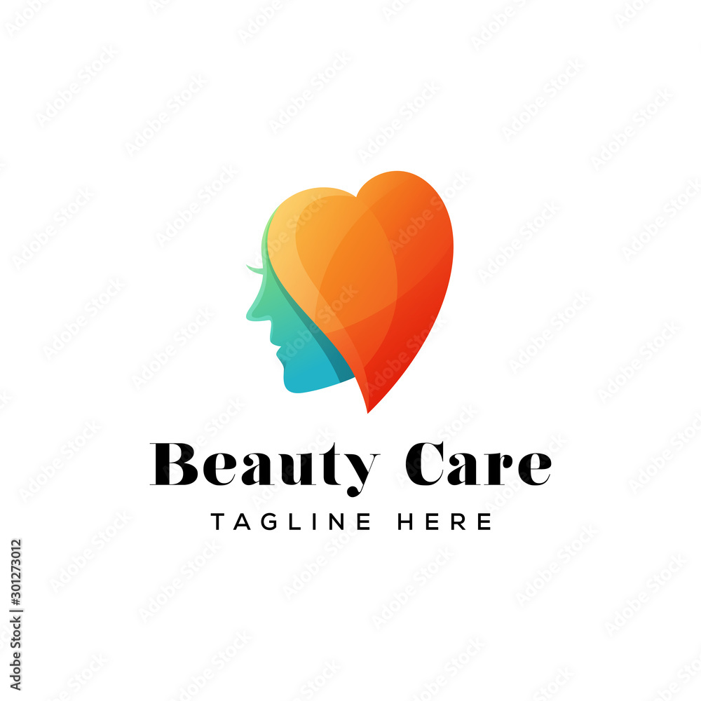 beauty care logo, love girl logo template beauty care logo, love girl logo template