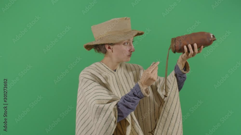 Woman Peasant Looking For Money In A Bag Woman Peasant Looking For Money In A Bag