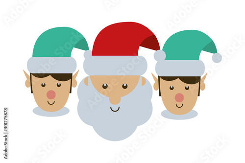 merry christmas santa claus and helpers characters