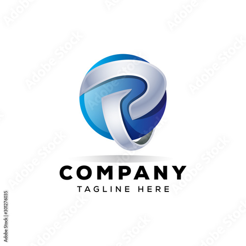 letted  p 3d logo design illustrationfor your company