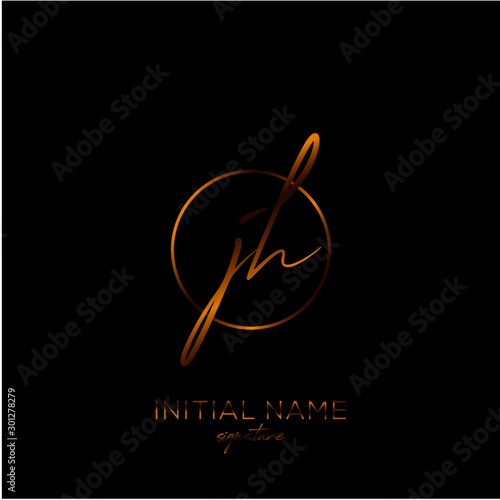 JH Initial handwriting logo vector photo