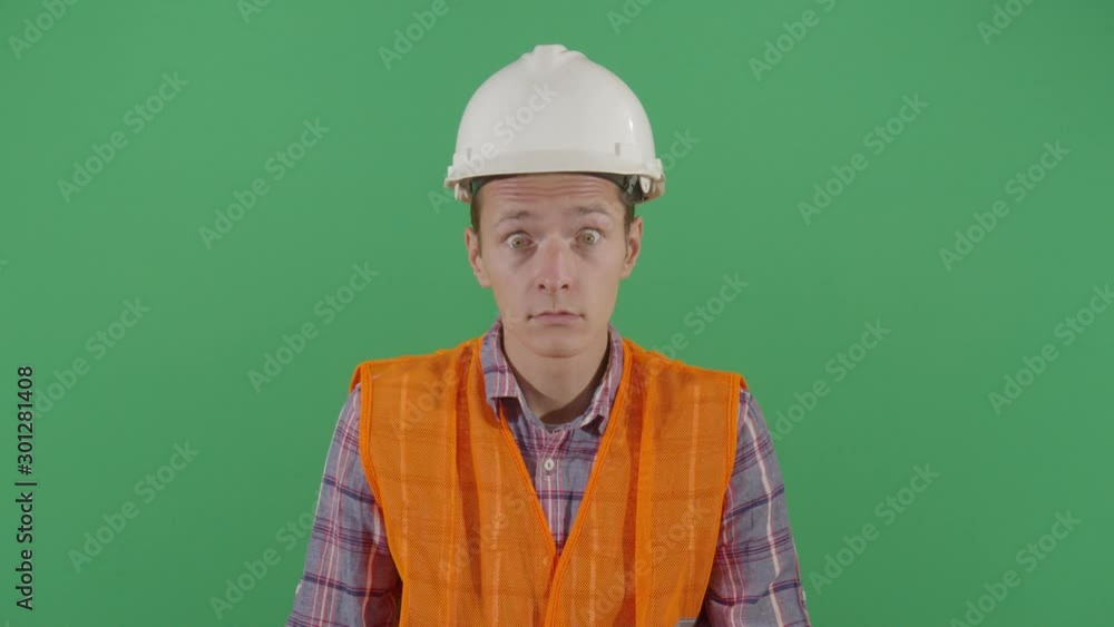 Adult Man Engineer Opening Eyes Like Crazy Adult Man Engineer Opening Eyes Like Crazy