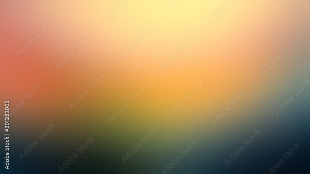 Dramatic sky abstract pattern. Orange yellow blue gradient background. Defocus texture. Blurred illustration.