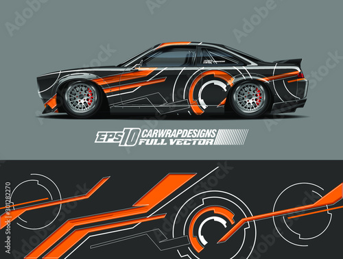 Car wrap decal designs. Abstract racing and sport background for racing livery or daily use car vinyl sticker. Vector eps 10.