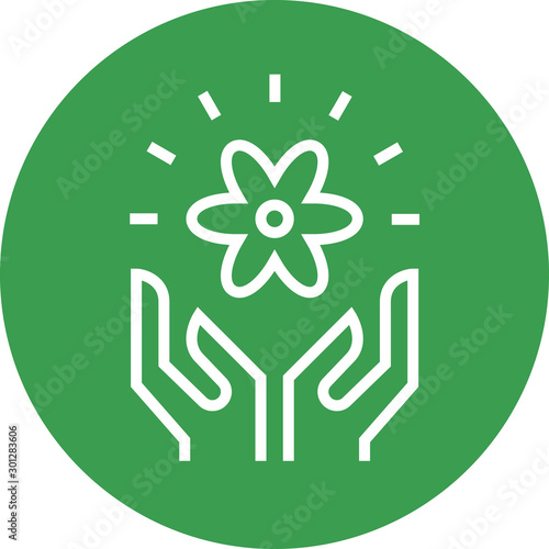 Hands Holding Flower Outline Icon