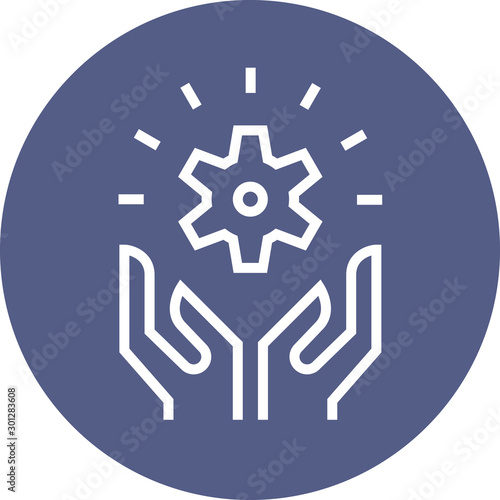 Hands Holding Gear Outline Icon