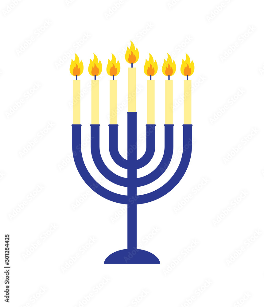 Vector flat cartoon Hanukah candles isolated on white background Vector flat cartoon Hanukah candles isolated on white background