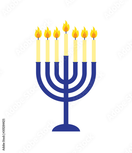 Vector flat cartoon Hanukah candles isolated on white background