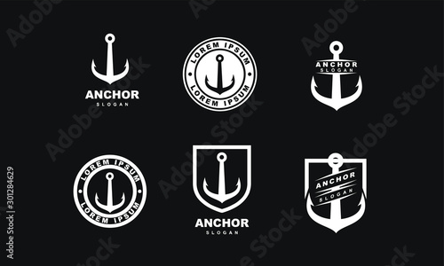 Foto set of Old badge anchor logo icon design vector illustration
