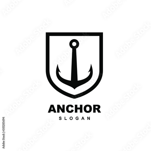 old badge anchor logo icon design vector illustration