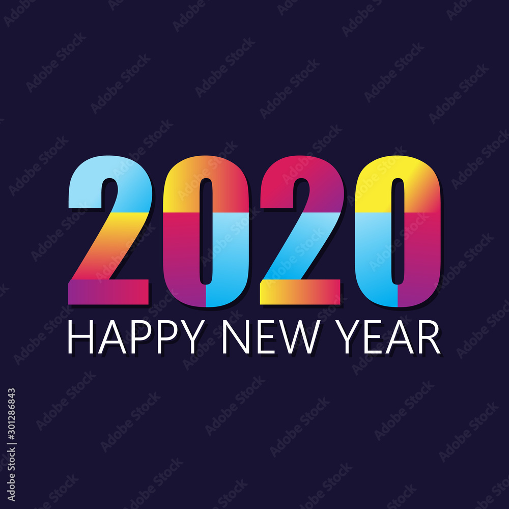 2020 Happy  New Year insta color banner