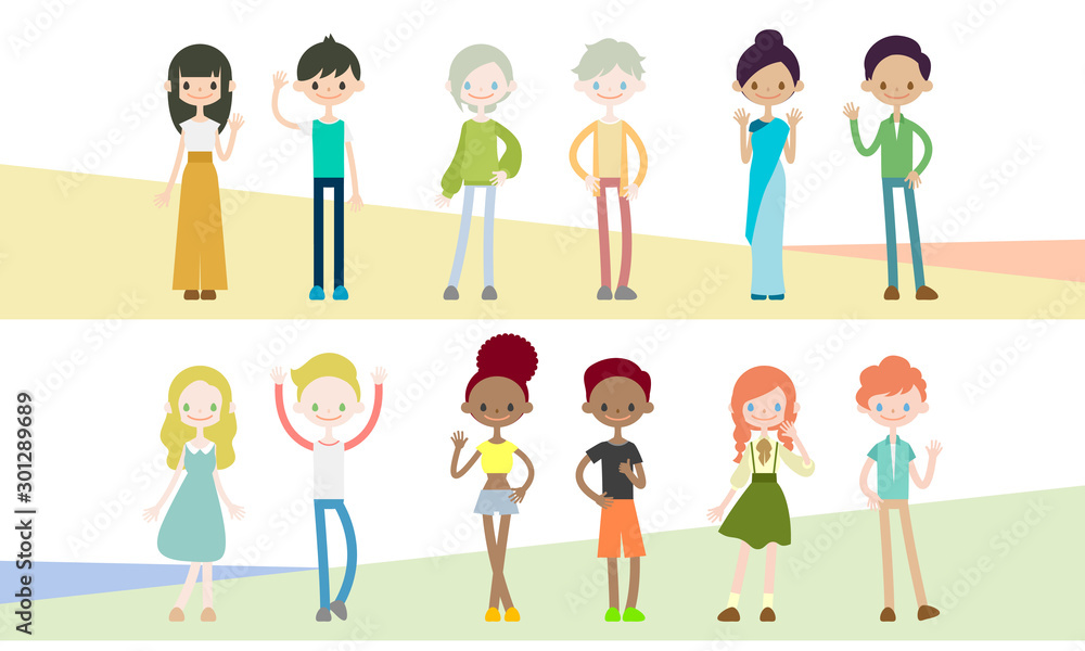 Group of multiethnic people standing on white background Group of multiethnic people standing on white background