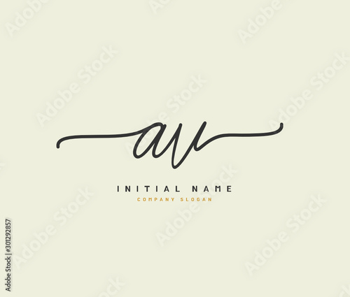 A V AV Beauty vector initial logo, handwriting logo of initial signature, wedding, fashion, jewerly, boutique, floral and botanical with creative template for any company or business.