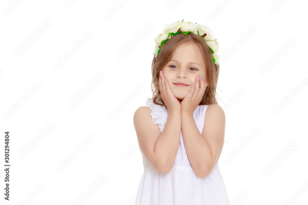 Portrait of a little girl close-up.Isolated on white background. Portrait of a little girl close-up.Isolated on white background.