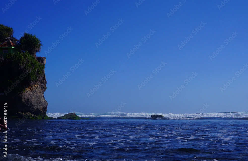 Beautiful scenery on the coast of Indrayanti, the southern sea of Yogyakarta