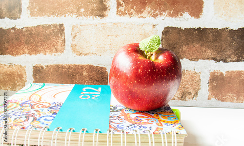  An apple on books