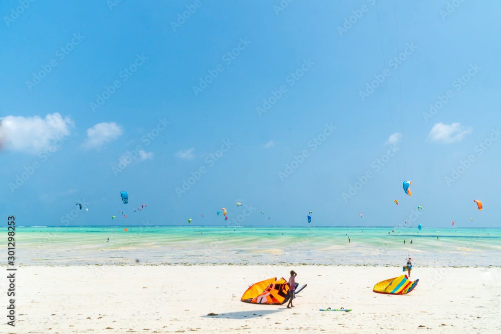 kite surfers beach