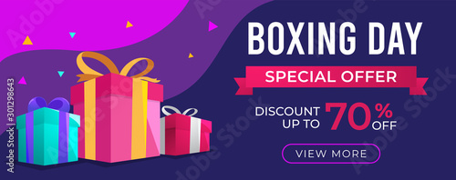 Boxing Day Banner Sale Discount templates with gift box and decorative elements