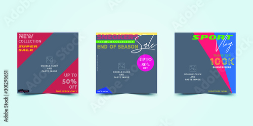 Modern promotion advertisement design. Web banner fashion sale promotion and digital marketing for social media mobile apps. Sale and discount promo online shopping business. Vector Illustration  
