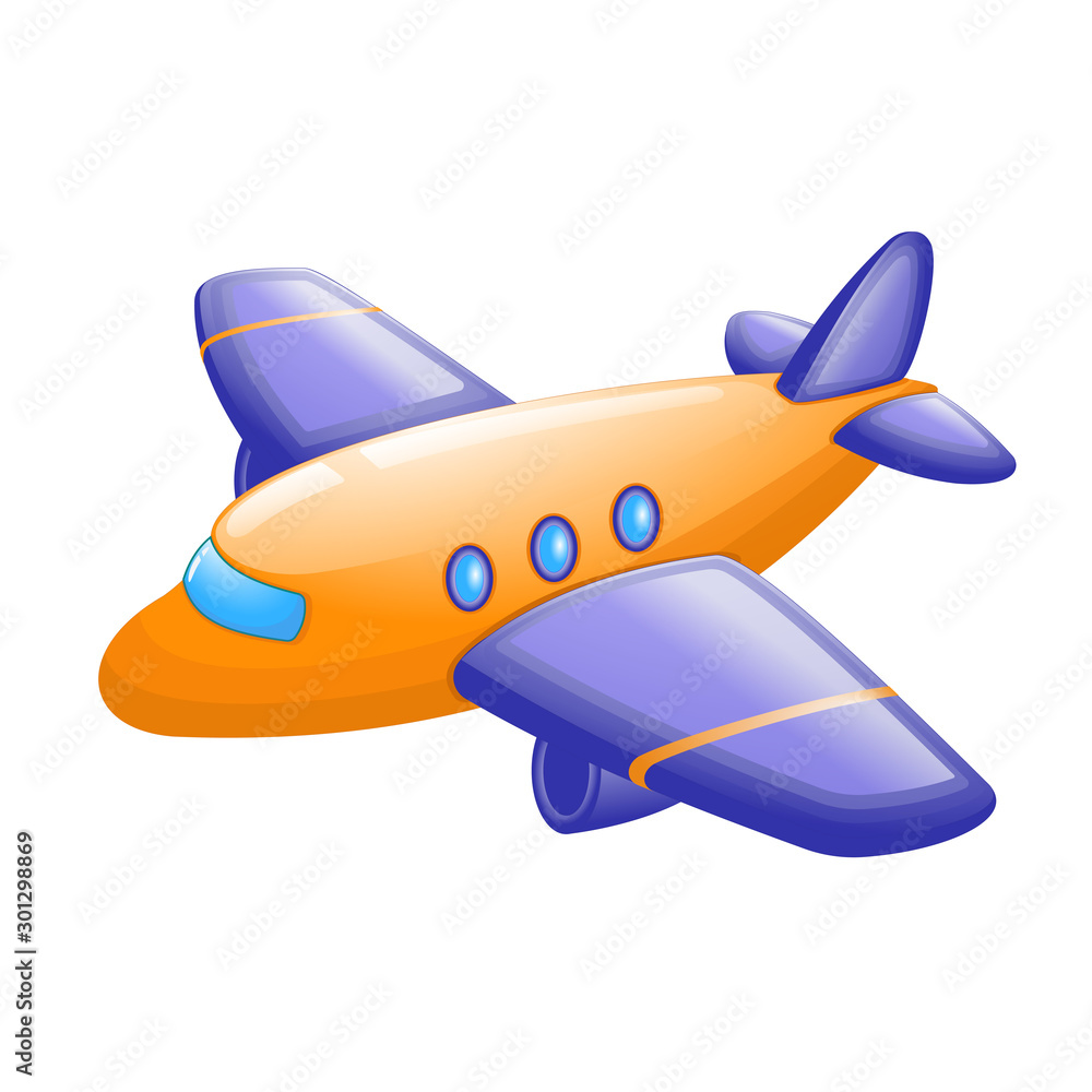 Naklejka premium Сute cartoon passenger airplane. Air transport