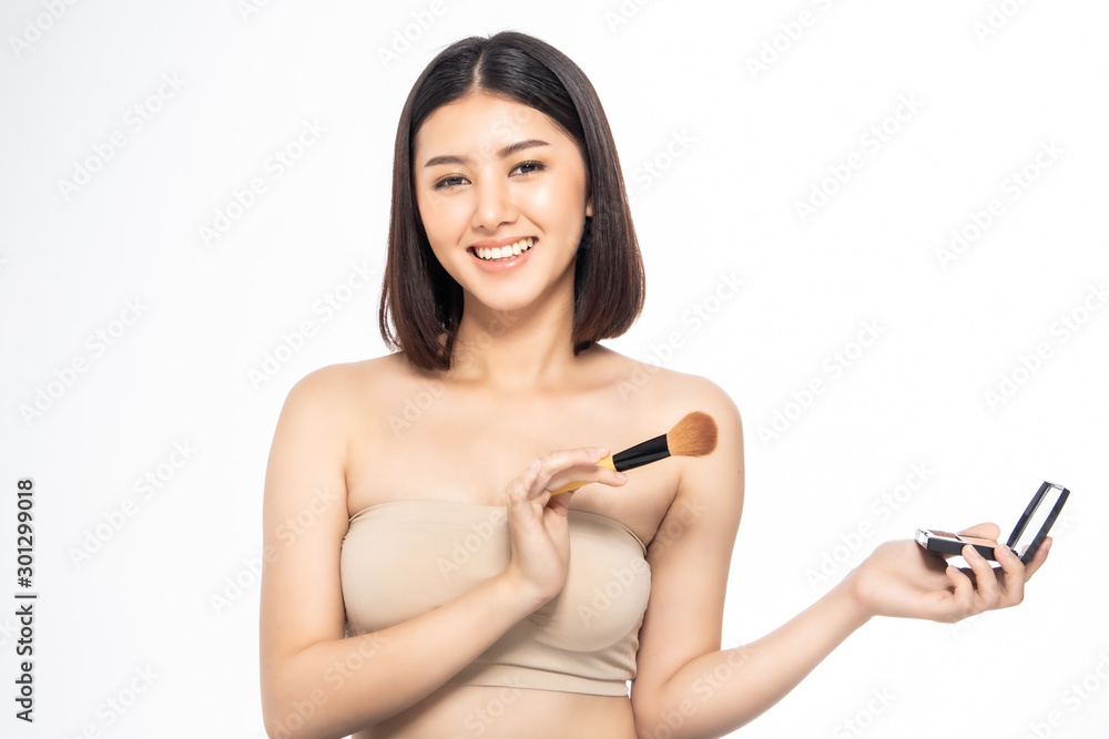 Beautiful Young Asian Woman short hair with Clean Fresh Skin. Face care, Facial treatment, Cosmetology, beauty and healthy skin and cosmetic ideas concept. Beautiful Young Asian Woman short hair with Clean Fresh Skin. Face care, Facial treatment, Cosmetology, beauty and healthy skin and cosmetic ideas concept.
