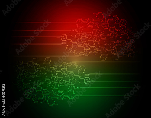 red green cyber circuit future technology concept background