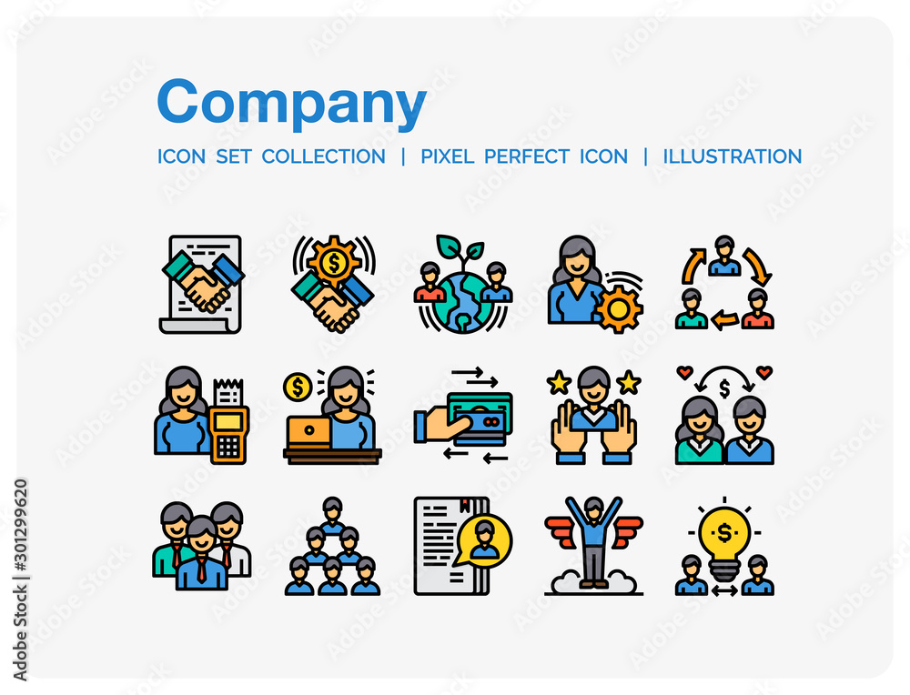 Company  Icons Set. UI Pixel Perfect Well-crafted Vector Thin Line Icons. The illustrations are a vector.