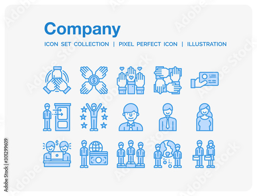 Company Icons Set. UI Pixel Perfect Well-crafted Vector Thin Line Icons. The illustrations are a vector.