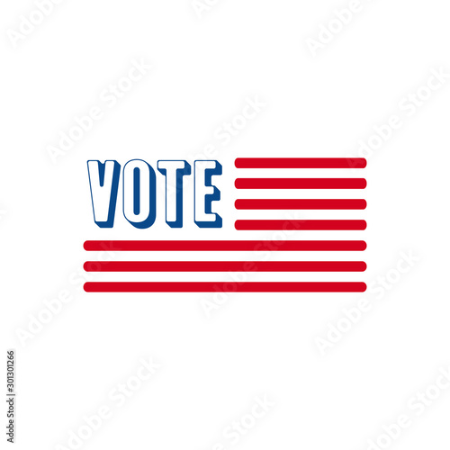 Patriotic 2020 voting poster. Presidential election 2020 in USA. Typographic banner with round flag of the United States. USA debate of president voting. Election voting poster. 