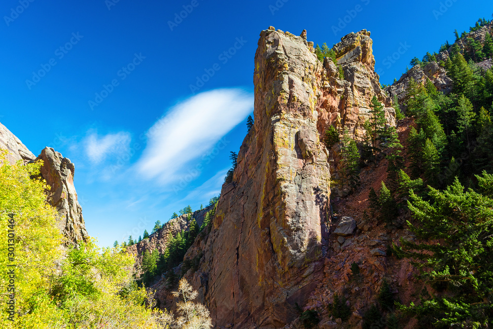 Climbing Rock Face in Eldorado Canyon in Boulder County, Colorado