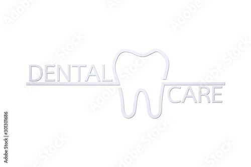 Fototapeta Naklejka Na Ścianę i Meble -  healthy tooth with dental care word - teeth cartoon paper cut style