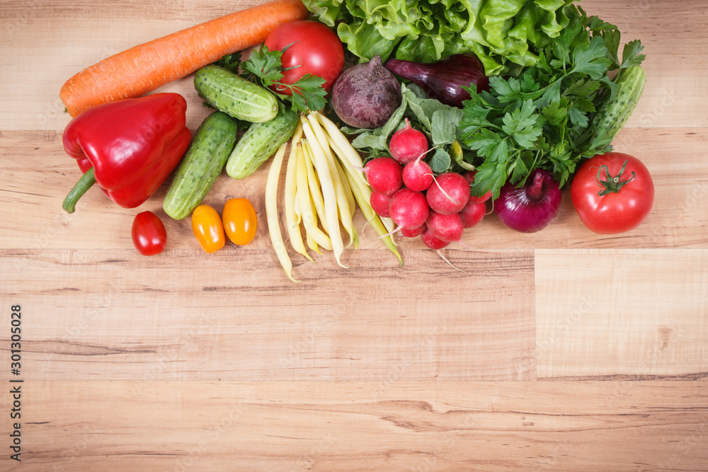 Fresh vegetables as food containing vitamins. Healthy lifestyles and nutrition. Place for text Fresh vegetables as food containing vitamins. Healthy lifestyles and nutrition. Place for text