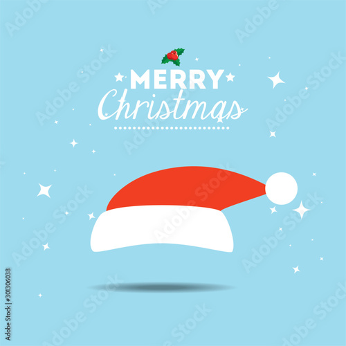 merry christmas poster with hat traditional design