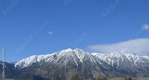 Spring in Nevada: View from Carson Valley of Snow-Capped Jobs Peak in the Carson Range of the Sierra Nevada Mountains
