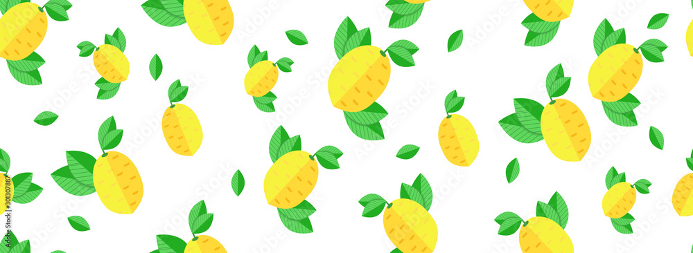 Seamless bright light pattern with Fresh lemons for fabric, drawing ...
