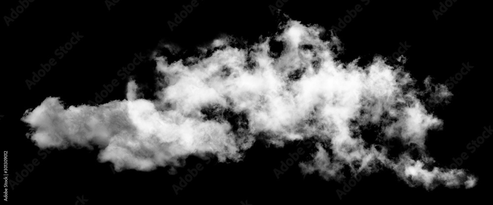 White cloud isolated on black background,Textured smoke,brush effect - obrazy, fototapety, plakaty 