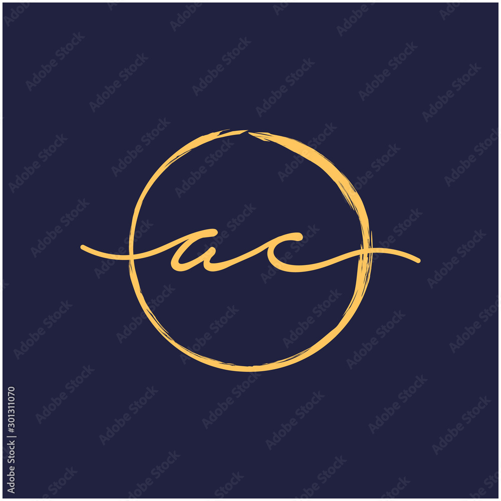 A C Initial with handwriting and brush concept. handwriting logo of initial signature, wedding, fashion, jewelry, boutique, and botanical with creative template for any company or business -vector A C Initial with handwriting and brush concept. handwriting logo of initial signature, wedding, fashion, jewelry, boutique, and botanical with creative template for any company or business -vector