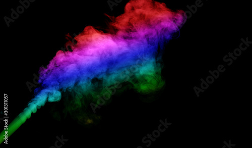 Abstract smoke isolated on black background,Rainbow powder