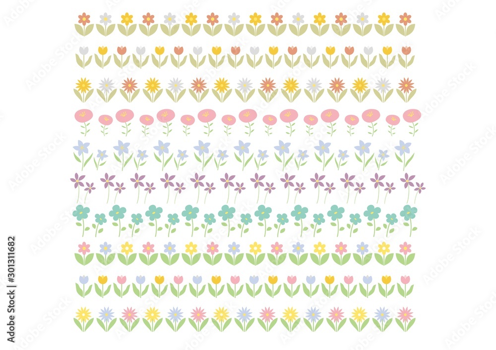 花のラインイラストセット 花のラインイラストセット