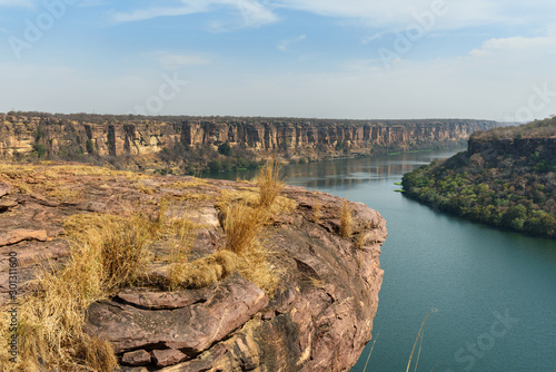 View of Chambal valley river near Garadia Mahadev temple. Kota. India photo