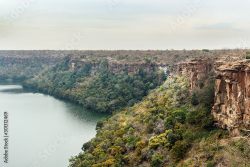 View of Chambal valley river near Garadia Mahadev temple. Kota. India
