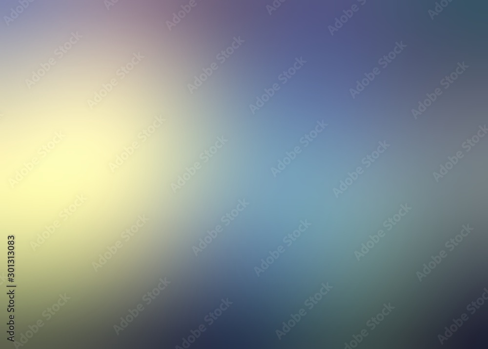 Iridescent blue lilac yellow green defocused background. Gemstone flare effect. Natural colors.