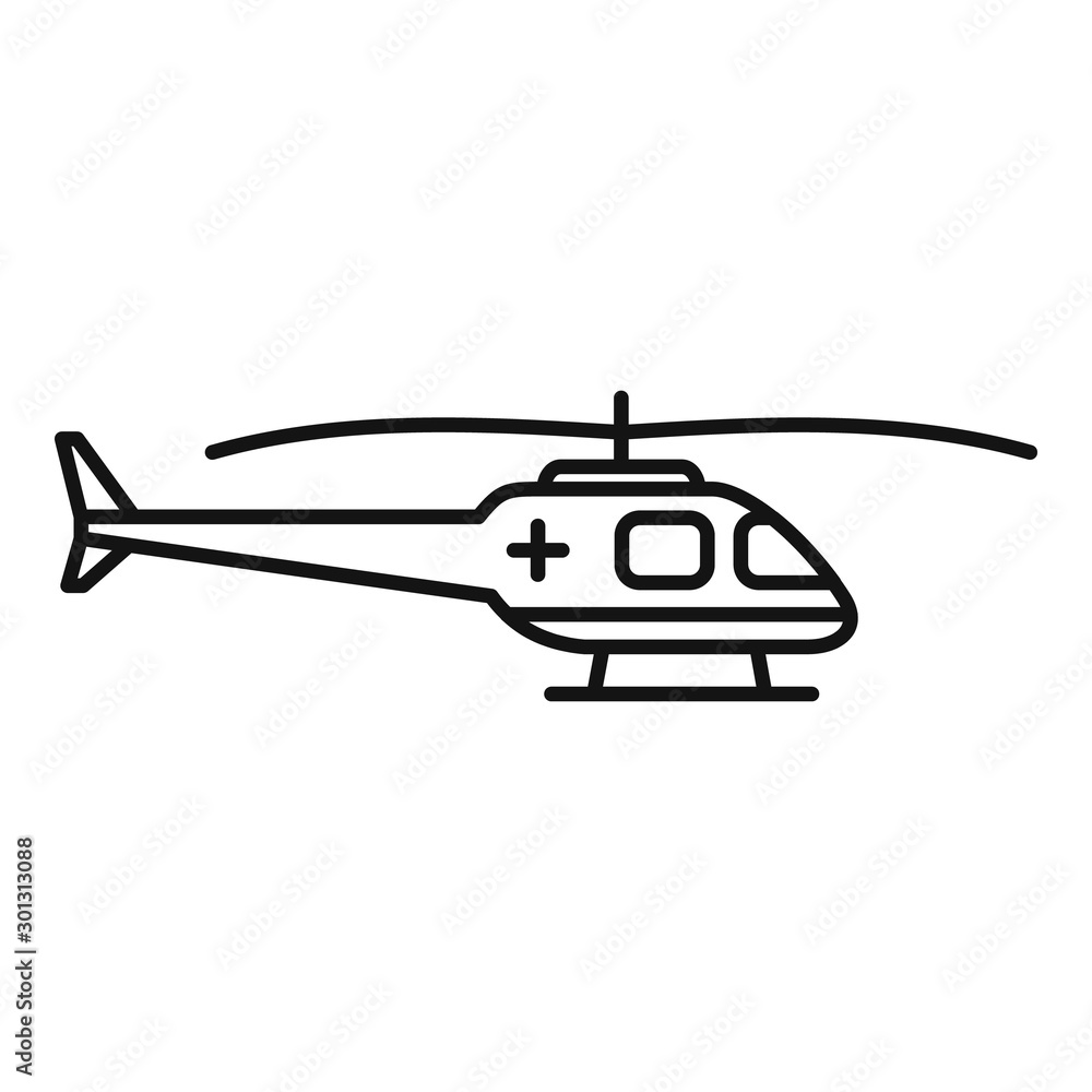 Rescue helicopter icon. Outline rescue helicopter vector icon for web design isolated on white background
