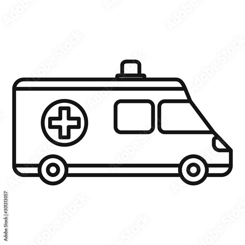 Ambulance icon. Outline ambulance vector icon for web design isolated on white background
