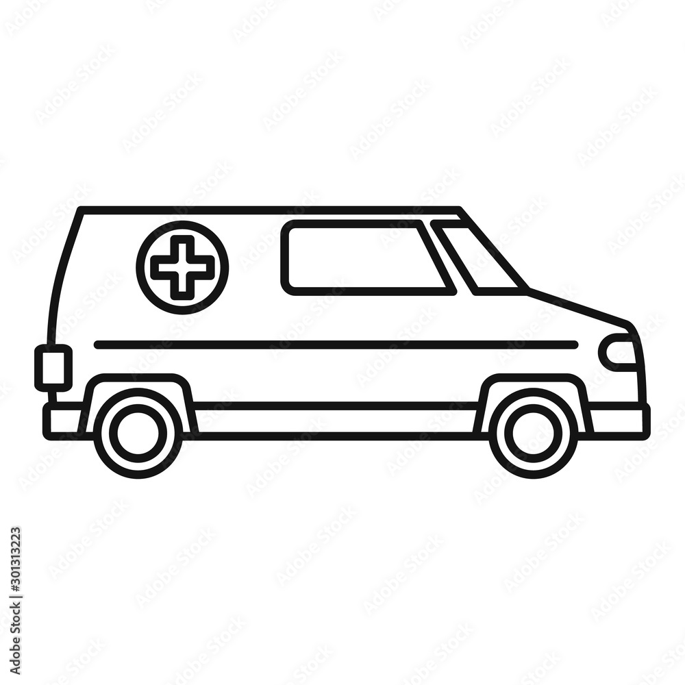 Paramedic ambulance icon. Outline paramedic ambulance vector icon for web design isolated on white background