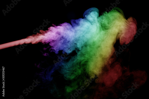 Abstract smoke isolated on black background,Rainbow powder,Out of focus