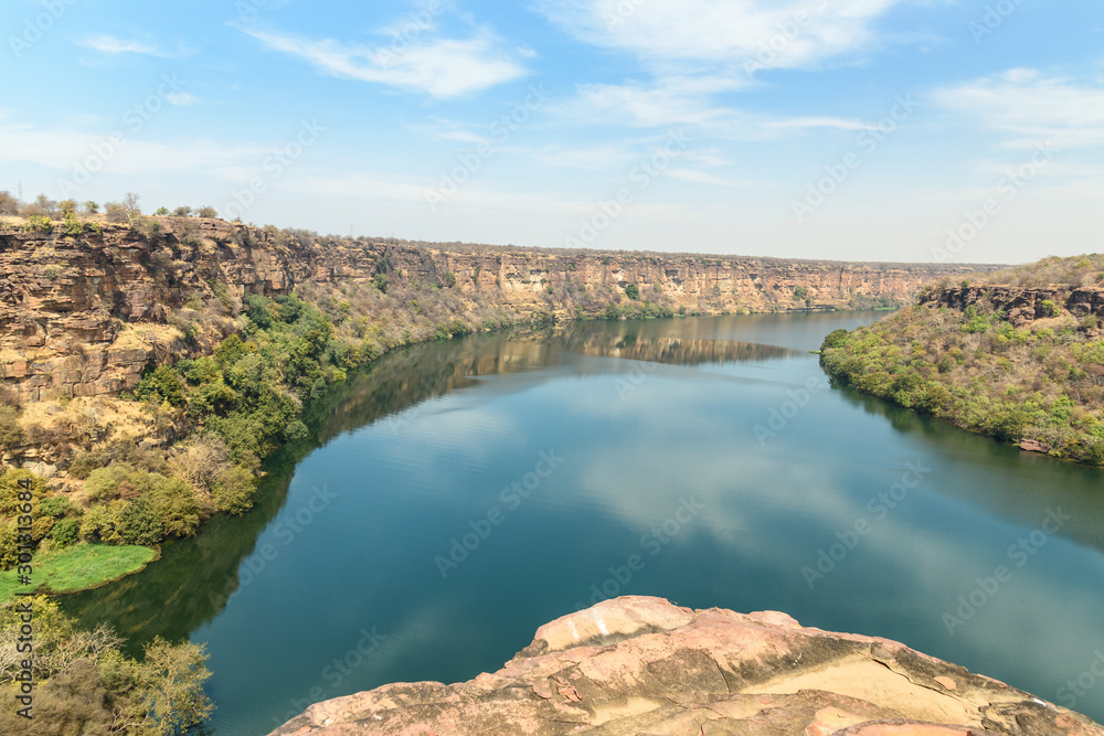 View of Chambal valley river near Garadia Mahadev temple. Kota. India