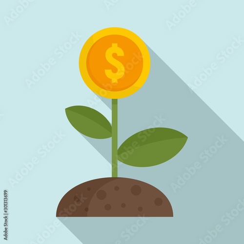 Crowdfunding money flower icon. Flat illustration of crowdfunding money flower vector icon for web design